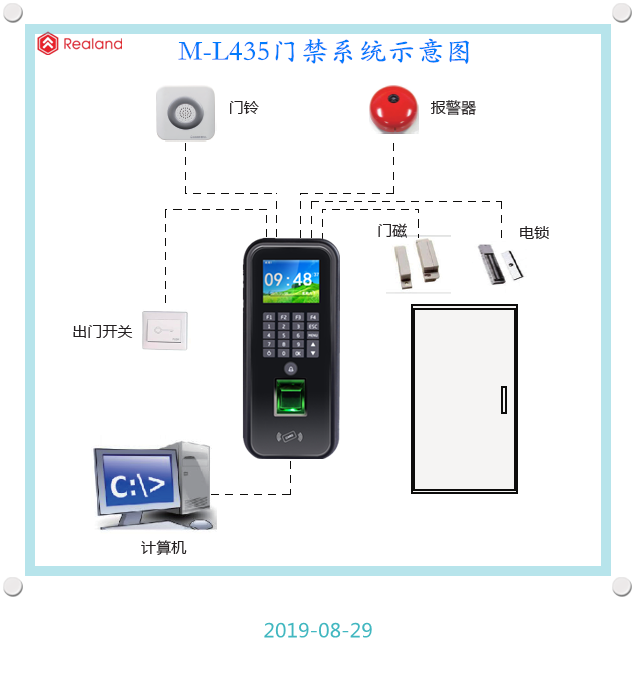 真地M-L435门禁一体机接线